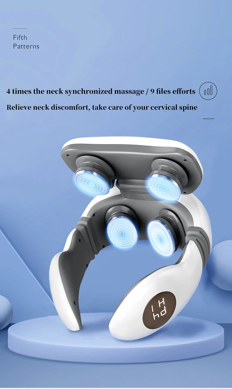 New Smart Electric Shoulder Neck Massager 4D Magnetic Pulse Heated Fatigue Pain Relief Cervical Massage with Remote Control