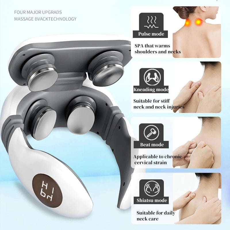 New Smart Electric Shoulder Neck Massager 4D Magnetic Pulse Heated Fatigue Pain Relief Cervical Massage with Remote Control