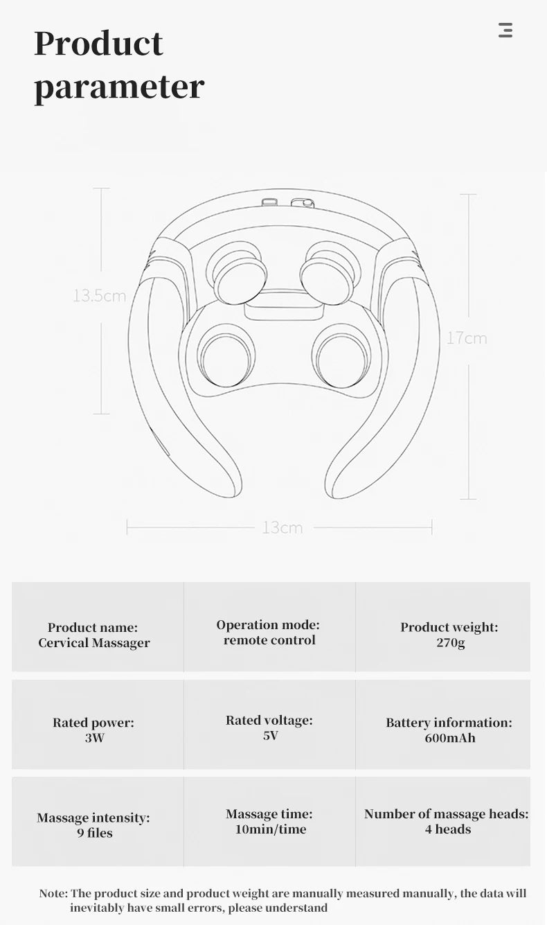 New Smart Electric Shoulder Neck Massager 4D Magnetic Pulse Heated Fatigue Pain Relief Cervical Massage with Remote Control