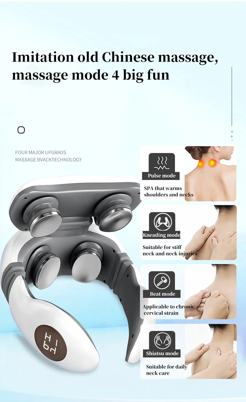 New Smart Electric Shoulder Neck Massager 4D Magnetic Pulse Heated Fatigue Pain Relief Cervical Massage with Remote Control