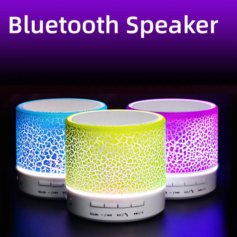 A9 Mini Portable Speaker Bluetooth Wireless Car Audio Dazzling Crack LED Lights Subwoofer Support TF SD Card USB Charging For PC