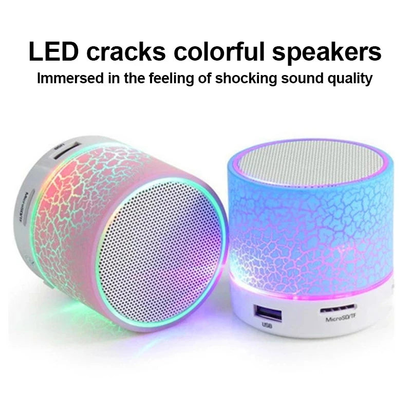 A9 Mini Portable Speaker Bluetooth Wireless Car Audio Dazzling Crack LED Lights Subwoofer Support TF SD Card USB Charging For PC