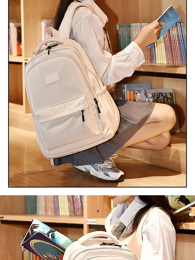 14 Inch Men And Women Universal School Bag Leisure Solid Color Outdoor Sports Shoulder Bag Large Capacity Travel Laptop Backpack