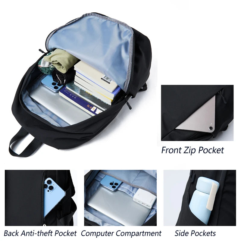 2024 Men's Backpack Lightweight 15.6inch Laptop Bag Casual 30L Waterproof Oxford Travel Backbag Teenage Outdoor Sport Bag