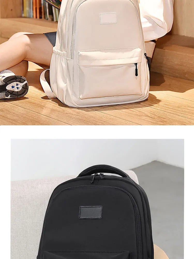 14 Inch Men And Women Universal School Bag Leisure Solid Color Outdoor Sports Shoulder Bag Large Capacity Travel Laptop Backpack