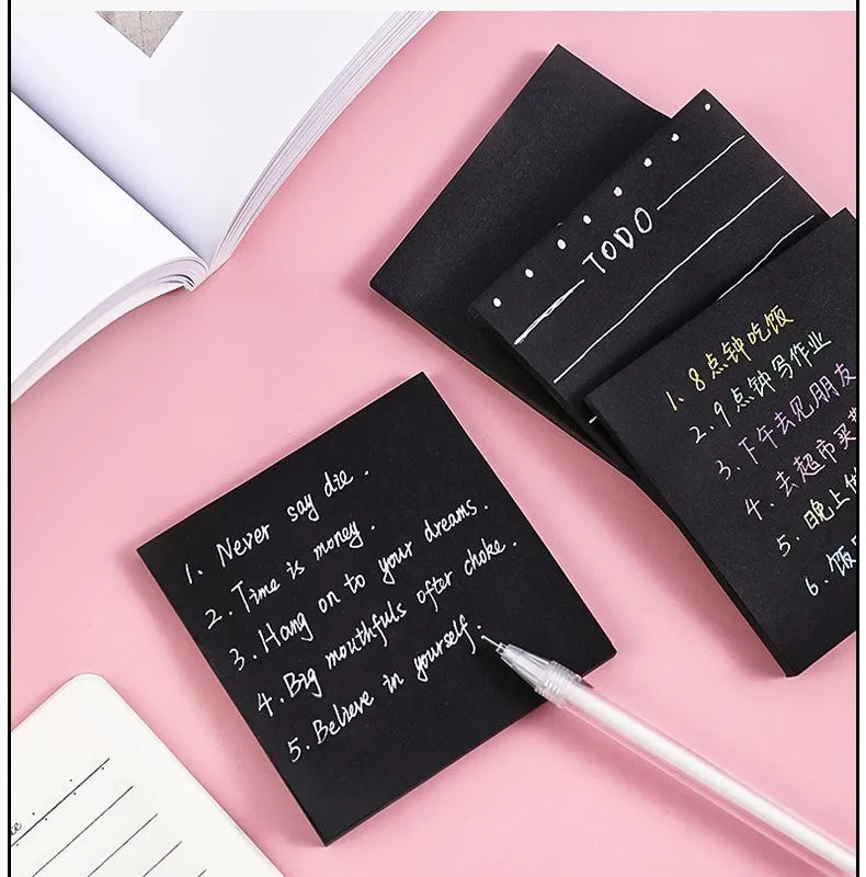 50 Sheets Black Sticky Notes Self-Stick Notes Pads Easy Post Notes For Office School Home 