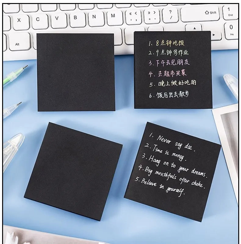 50 Sheets Black Sticky Notes Self-Stick Notes Pads Easy Post Notes For Office School Home 