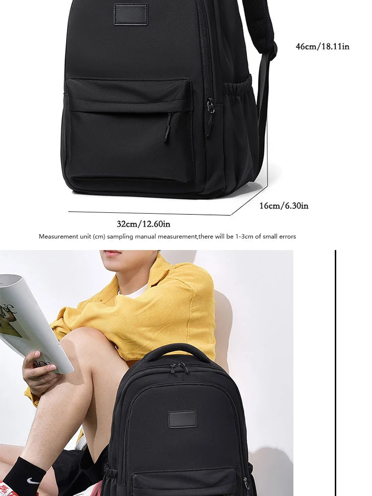 14 Inch Men And Women Universal School Bag Leisure Solid Color Outdoor Sports Shoulder Bag Large Capacity Travel Laptop Backpack