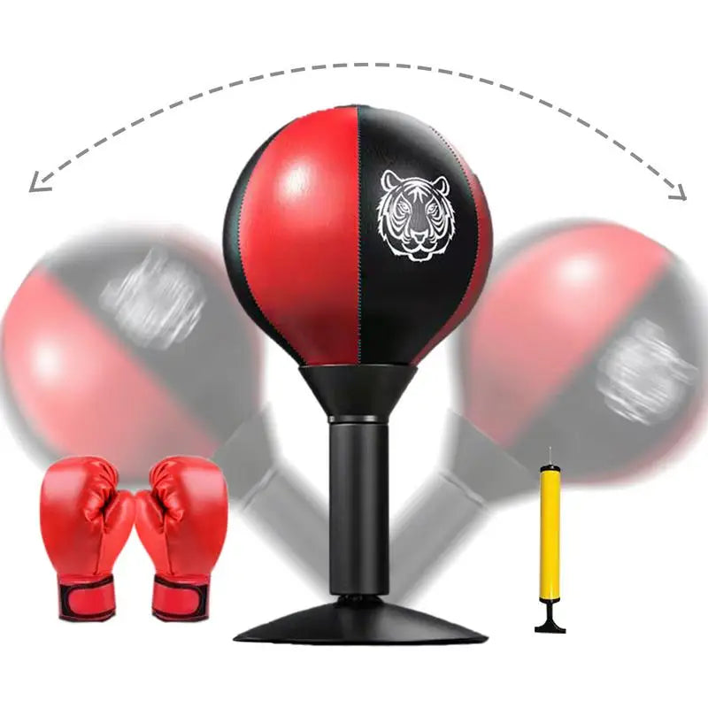 Desktop Punching Bag Table Top Punching Bag PU Leather Suction Cup Fun Punch Rage Bag Desktop Stress Relief Boxing Ball Glove