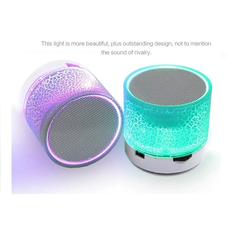 A9 Mini Portable Speaker Bluetooth Wireless Car Audio Dazzling Crack LED Lights Subwoofer Support TF SD Card USB Charging For PC