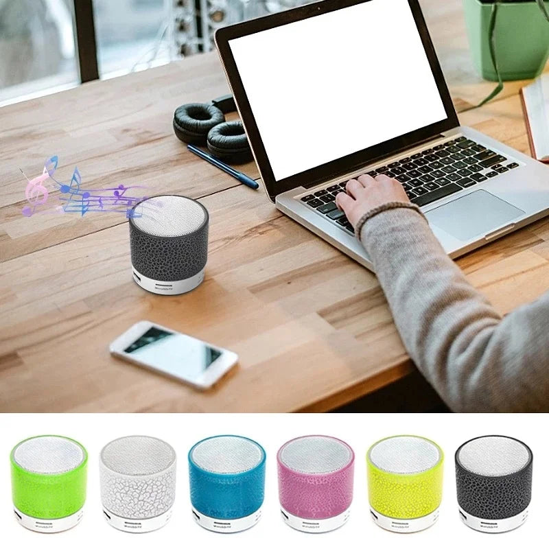 A9 Mini Portable Speaker Bluetooth Wireless Car Audio Dazzling Crack LED Lights Subwoofer Support TF SD Card USB Charging For PC