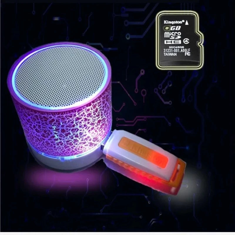 A9 Mini Portable Speaker Bluetooth Wireless Car Audio Dazzling Crack LED Lights Subwoofer Support TF SD Card USB Charging For PC