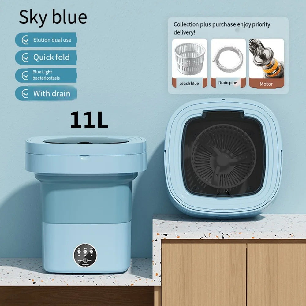 11L 6L Mini Washing Machine Portable Big Capacity with Spin Dryer Bucket for Clothes Travel Home Underwear Socks Mini Machine