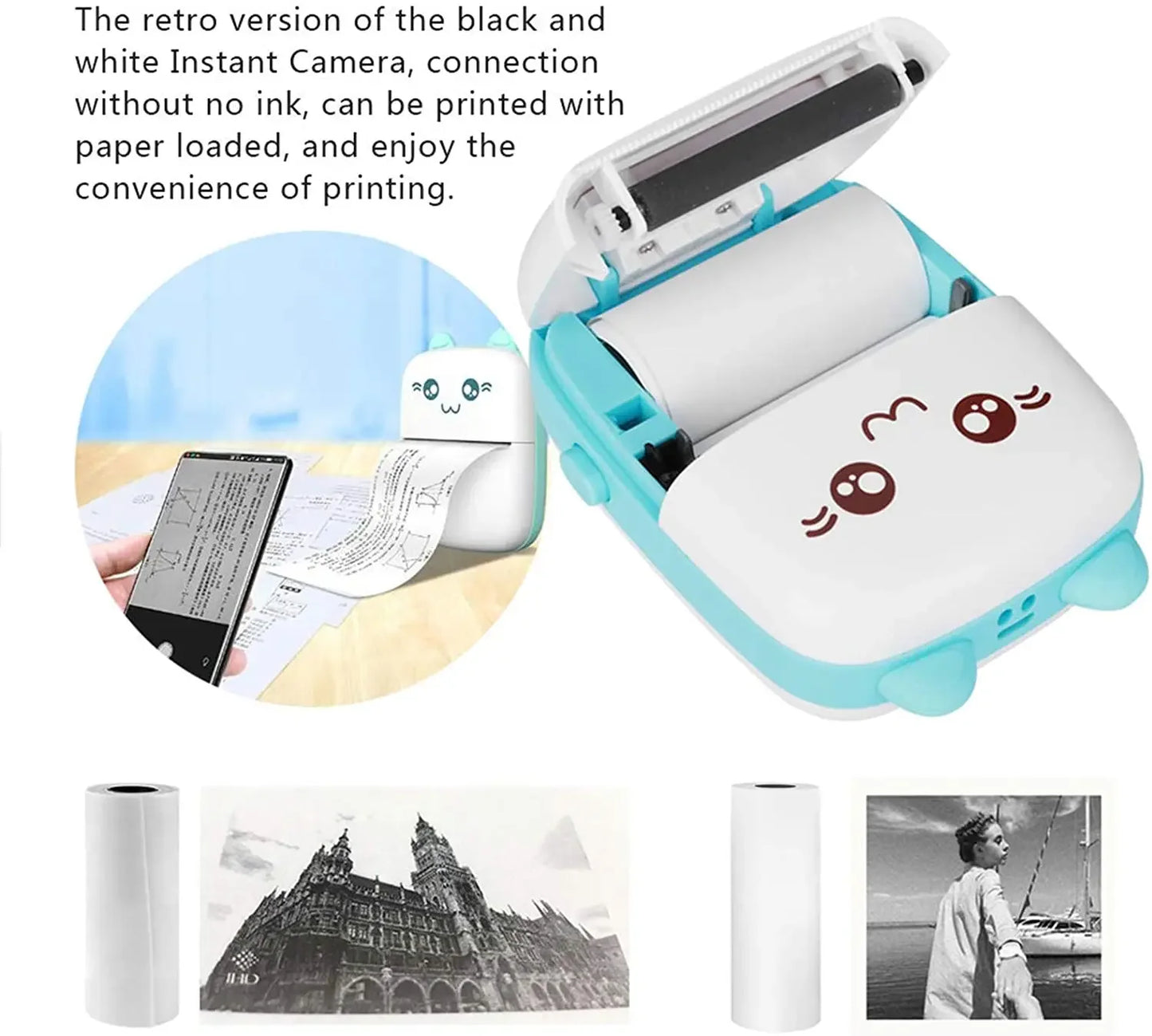 Mini Pocket Printer Wireless Pocket Picture Portable Thermal Printer Bluetooth Printer for Working Listing Notes Journal Travel