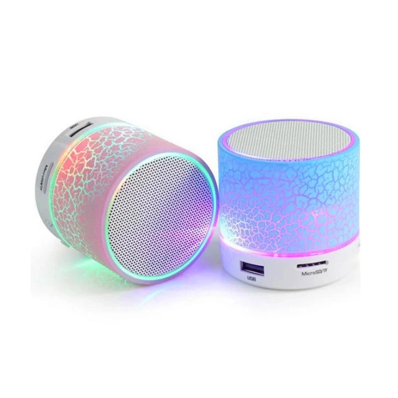 A9 Mini Portable Speaker Bluetooth Wireless Car Audio Dazzling Crack LED Lights Subwoofer Support TF SD Card USB Charging For PC