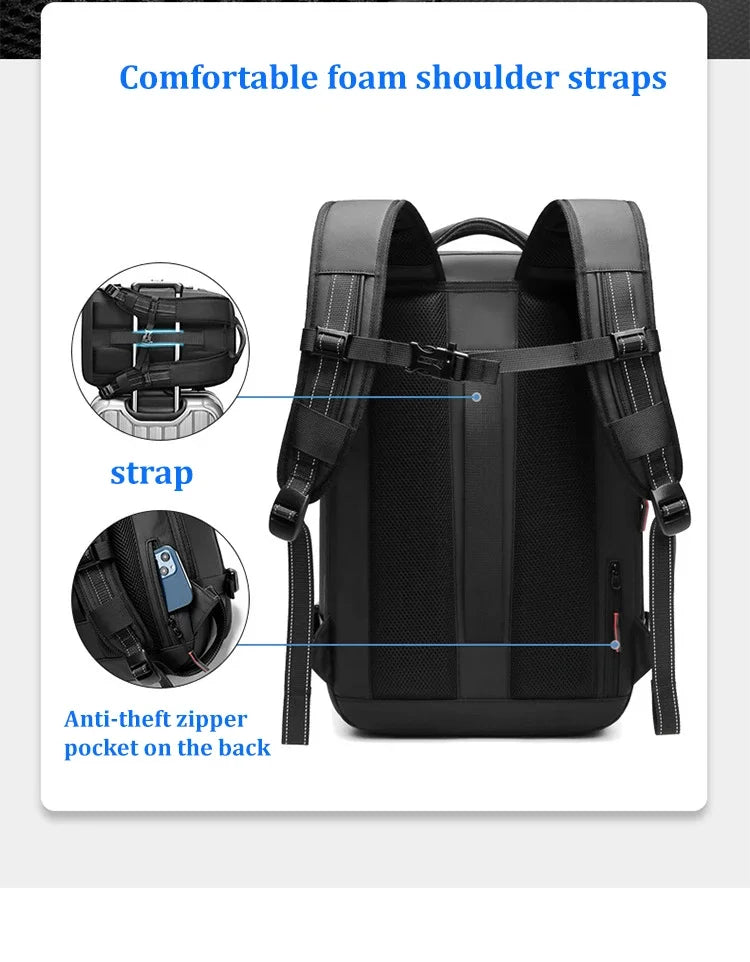 Backpack Man Travel Vacuum Compression With Electric Pump 17in Laptop Bag Waterproof Storage Expandable Fashion Casual Back Pack