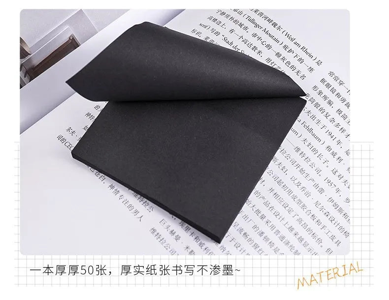 50 Sheets Black Sticky Notes Self-Stick Notes Pads Easy Post Notes For Office School Home 