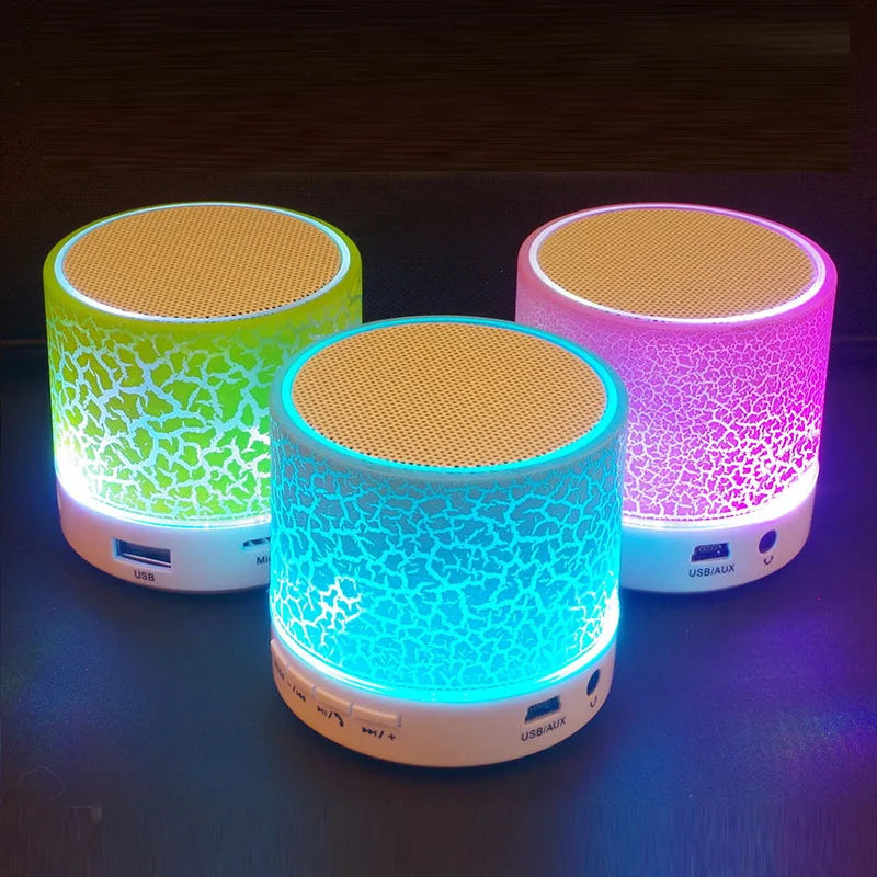 A9 Mini Portable Speaker Bluetooth Wireless Car Audio Dazzling Crack LED Lights Subwoofer Support TF SD Card USB Charging For PC