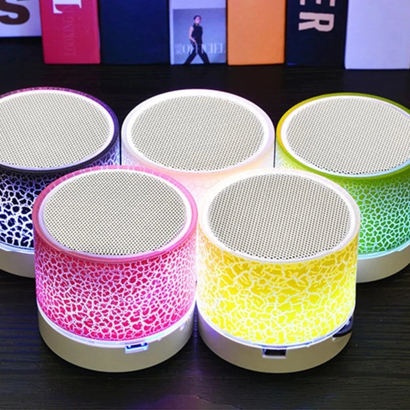 A9 Mini Portable Speaker Bluetooth Wireless Car Audio Dazzling Crack LED Lights Subwoofer Support TF SD Card USB Charging For PC